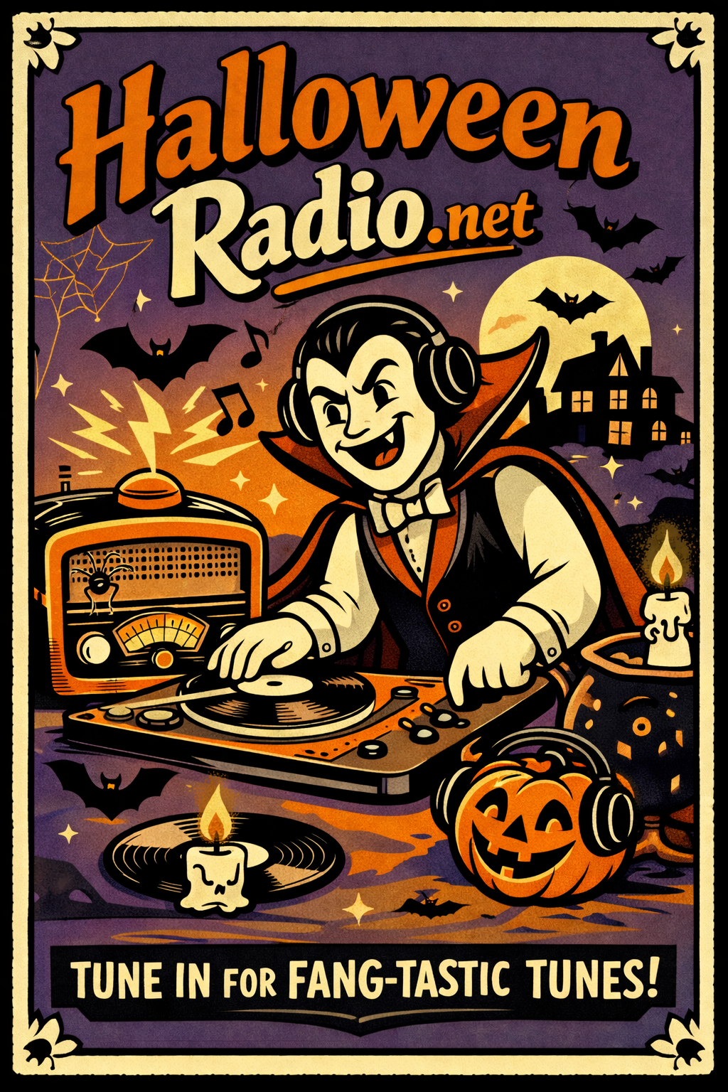 Vintage Halloween card - vampire